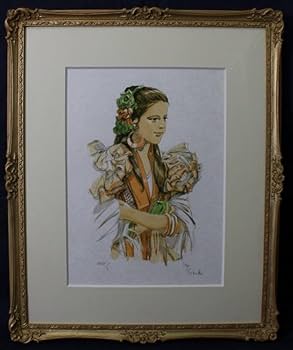 斉藤三郎　リトグラフ 斎藤三郎 リトグラフ 女性 イザベル 真作 斉藤三郎 リトグラフ